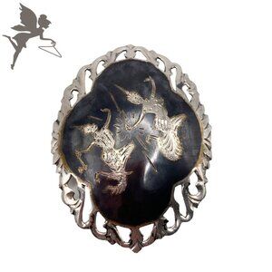 VINTAGE RARE 1940's ALPHA SIAM Dancing Ladies Filligree Sterling Silver Brooch